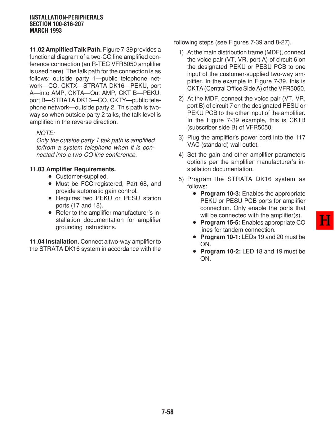 Toshiba DK 16, DK8 manual Amplifier Requirements, Following steps see Figures 7-39 