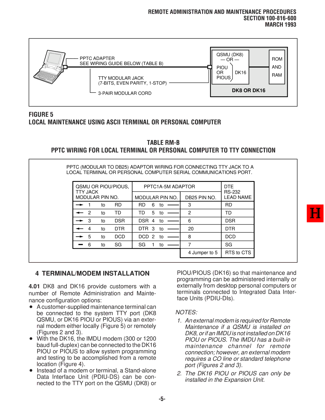 Toshiba DK8, DK 16 manual TERMINAL/MODEM Installation 