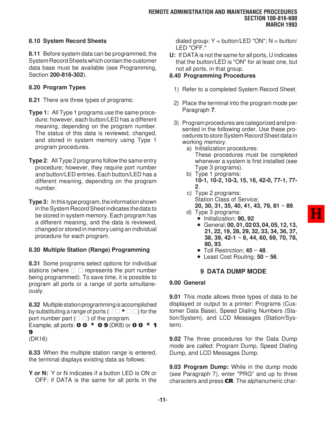 Toshiba DK8, DK 16 manual Data Dump Mode 