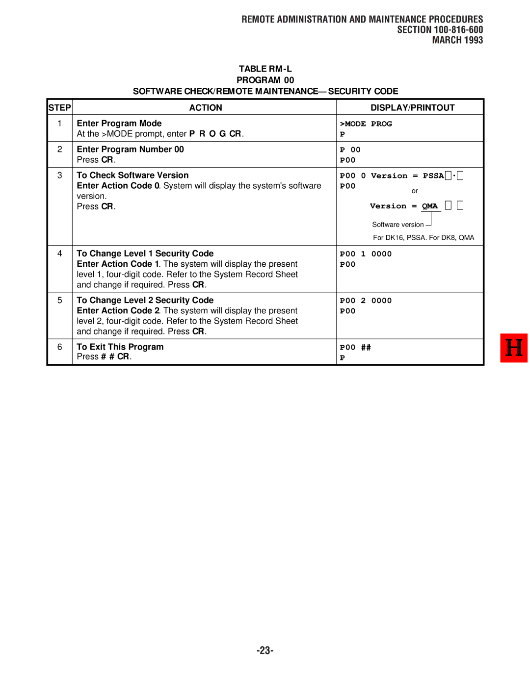 Toshiba DK8, DK 16 manual To Check Software Version, To Change Level 1 Security Code, To Change Level 2 Security Code 