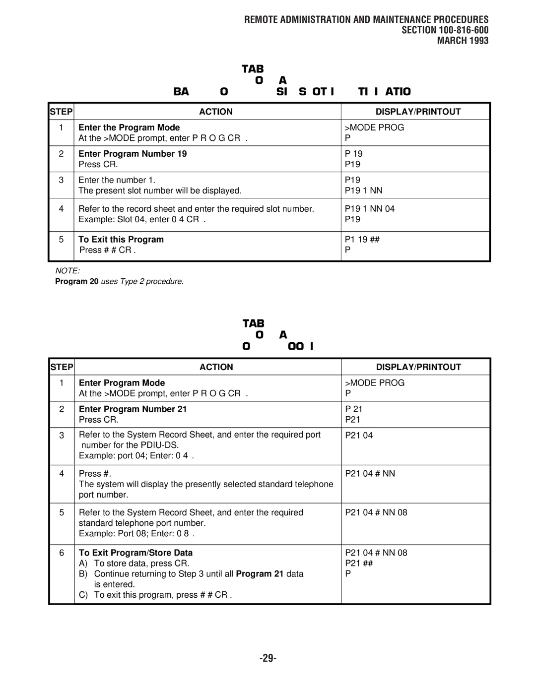 Toshiba DK8, DK 16 manual Table RM-V Program Modem Pooling, P19, P1 19 ##, P21 # NN 