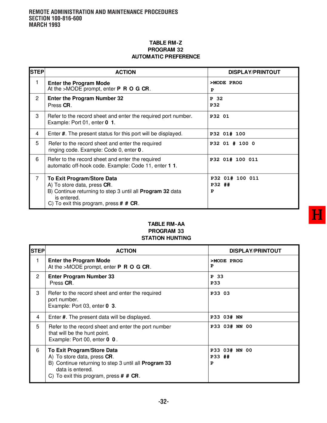 Toshiba DK 16, DK8 Table RM-Z Program Automatic Preference, Table RM-AA Program Station Hunting, Enter the Program Number 