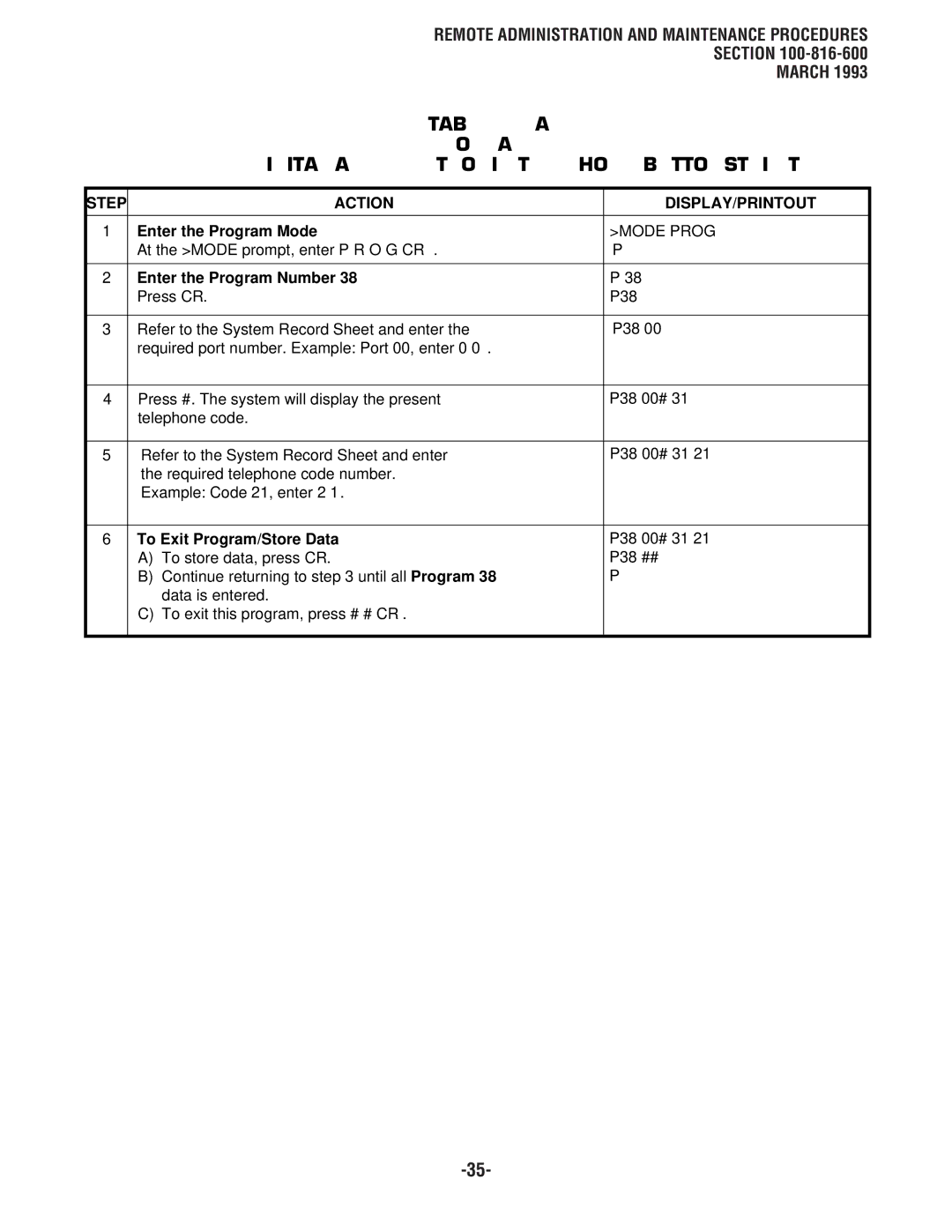 Toshiba DK8, DK 16 manual Action DISPLAY/PRINTOUT, P38 00# 31 