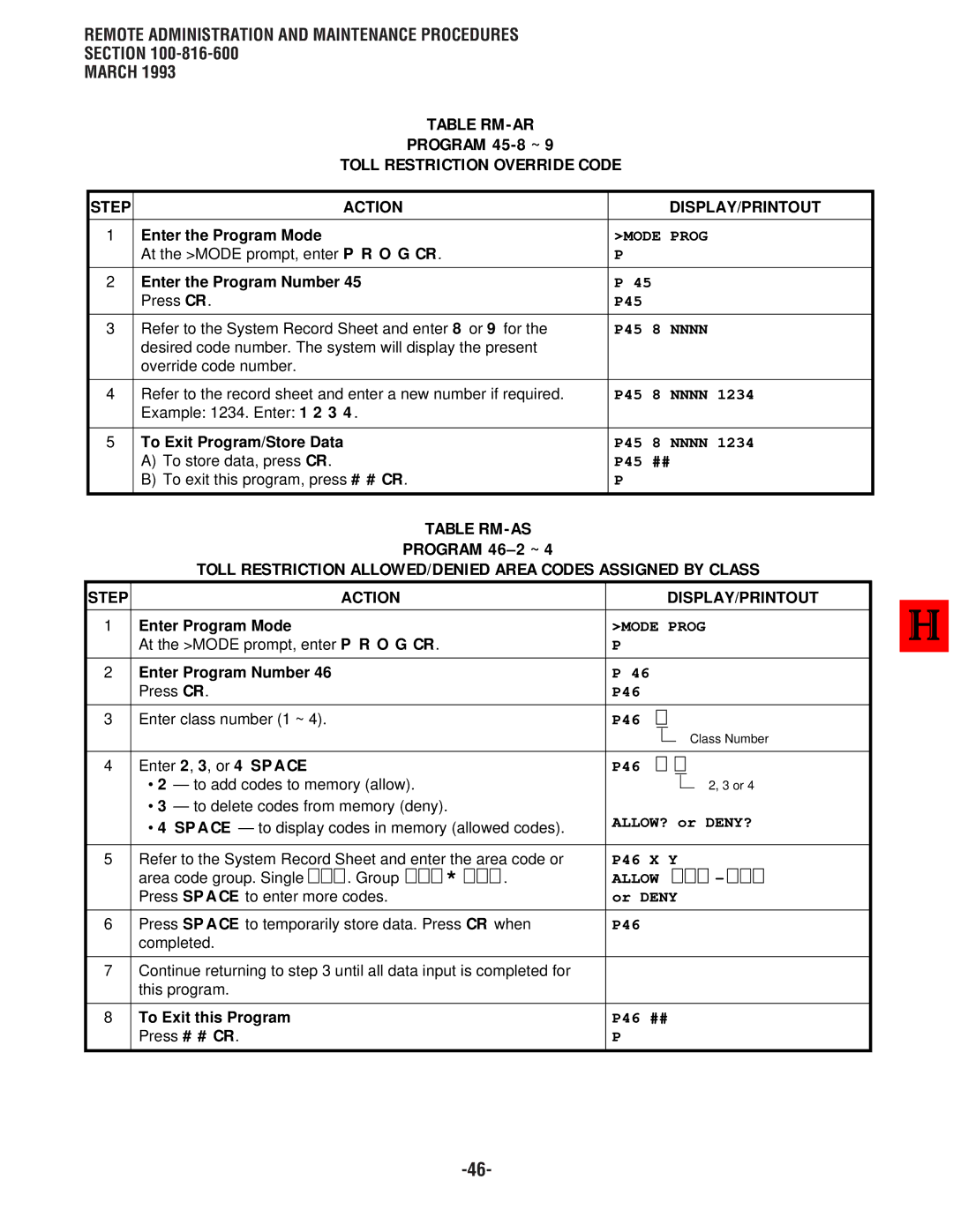 Toshiba DK 16, DK8 manual Table RM-AR, Toll Restriction Override Code, Table RM-AS 