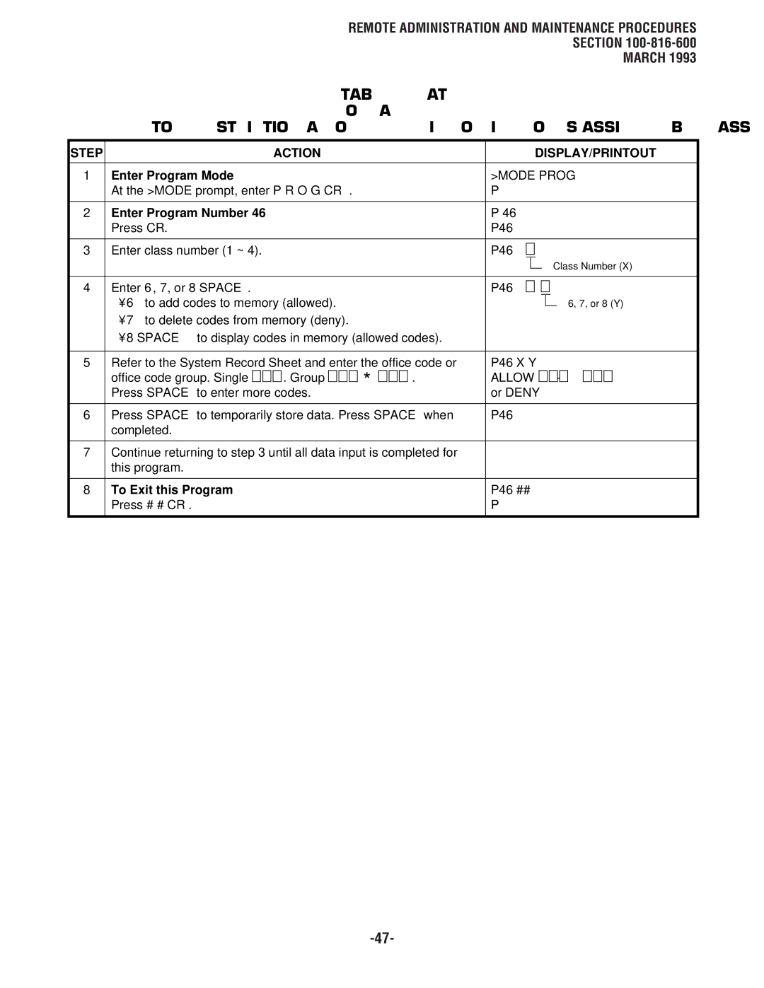 Toshiba DK8, DK 16 manual Table RM-AT, Program 46-6 ~ 