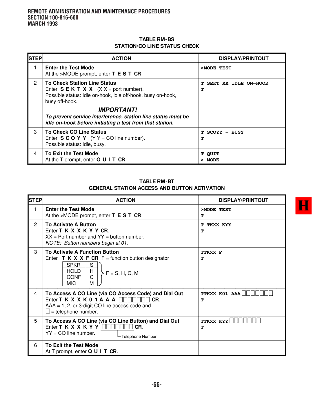 Toshiba DK 16, DK8 manual Table RM-BS STATION/CO Line Status Check 