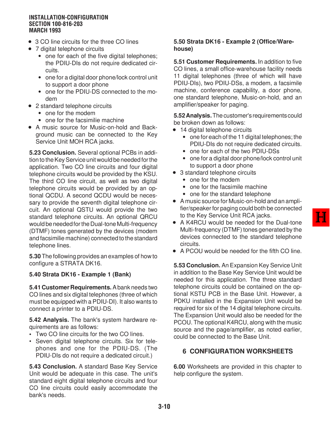 Toshiba DK 16, DK8 manual Configuration Worksheets, Strata DK16 Example 1 Bank, Strata DK16 Example 2 Office/Ware- house 