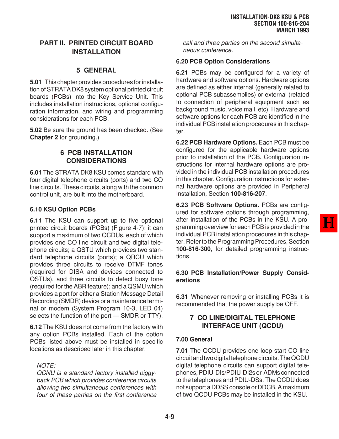 Toshiba DK8, DK 16 manual Part II. Printed Circuit Board Installation General, PCB Installation Considerations 