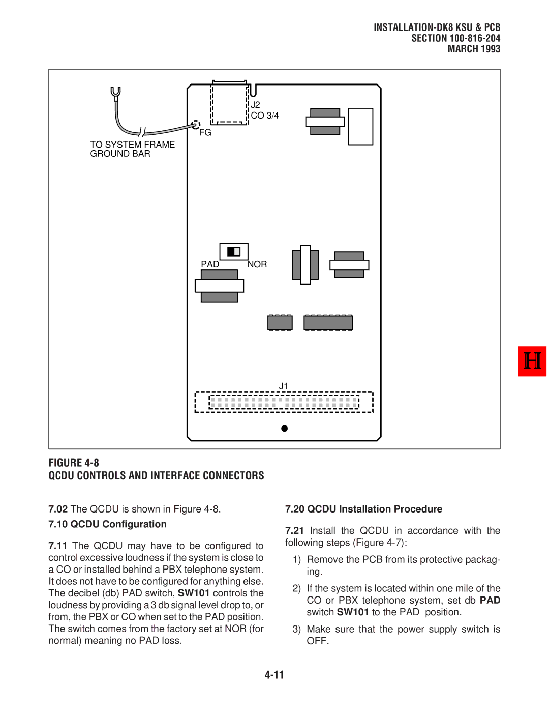 Toshiba DK8, DK 16 manual Qcdu Configuration, Qcdu Installation Procedure 