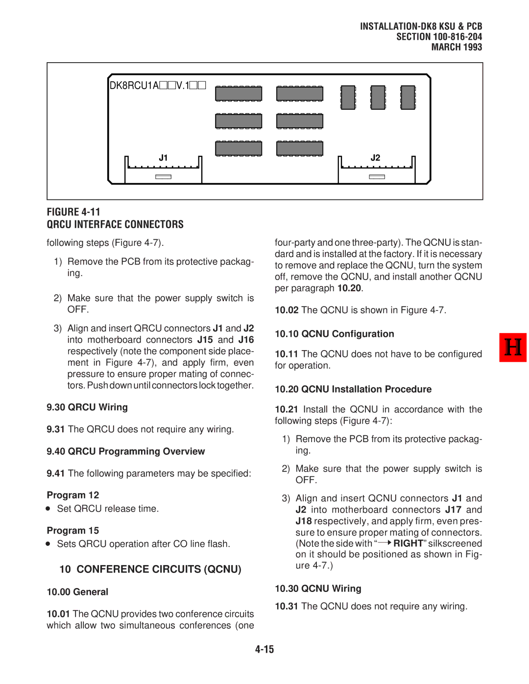 Toshiba DK8, DK 16 manual Qrcu Interface Connectors, Conference Circuits Qcnu 