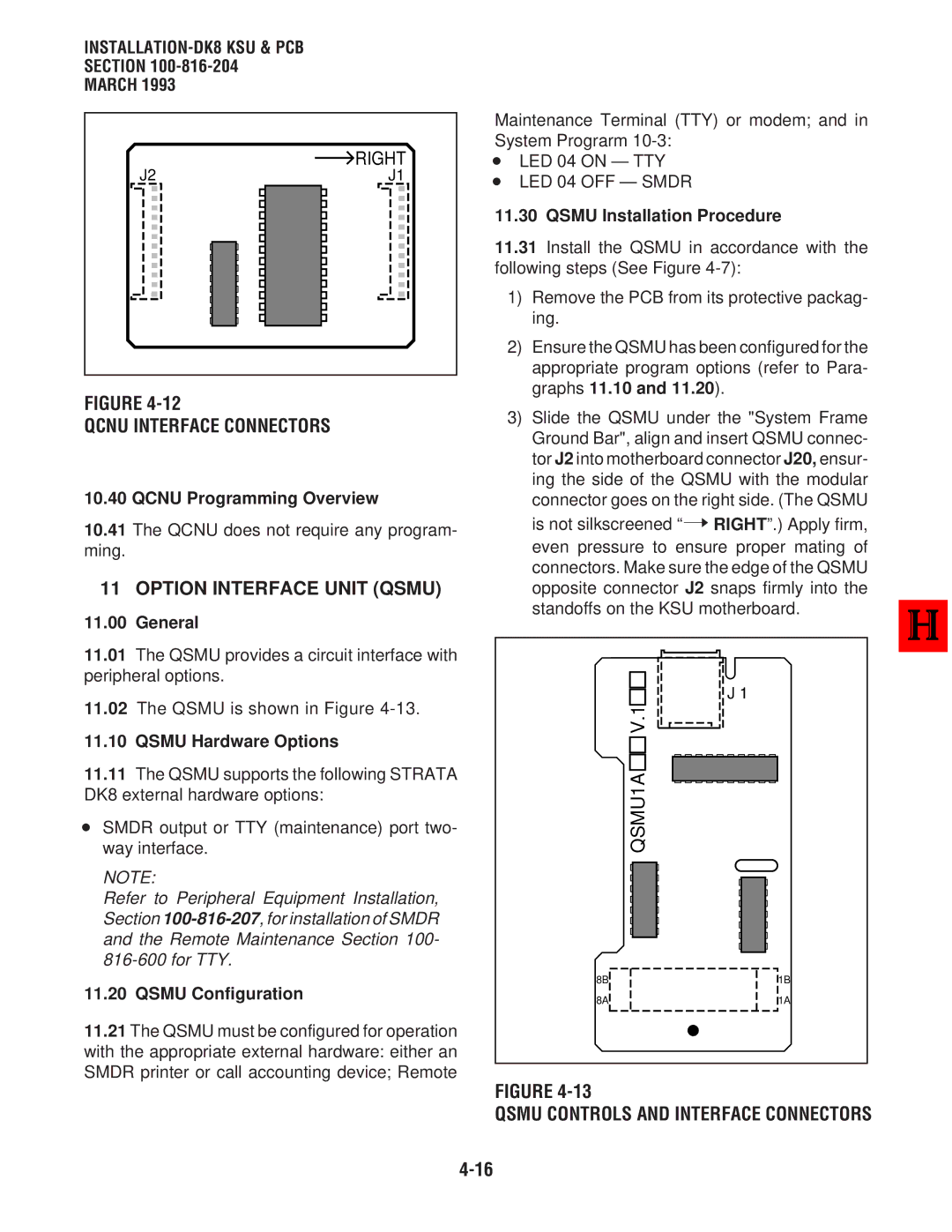 Toshiba DK 16, DK8 manual Qcnu Interface Connectors, Option Interface Unit Qsmu, Right 