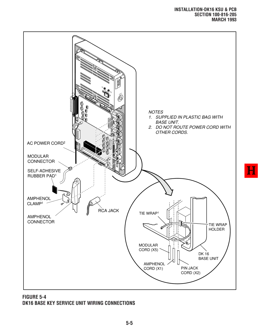 Toshiba DK8, DK 16 manual DK16 Base KEY Service Unit Wiring Connections 