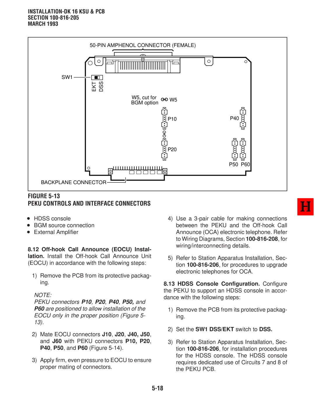 Toshiba DK 16, DK8 manual Peku Controls and Interface Connectors 