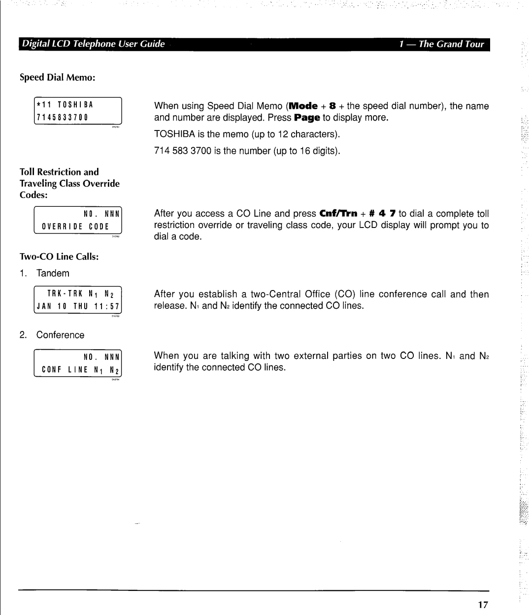 Toshiba DK 280 manual Tandem 