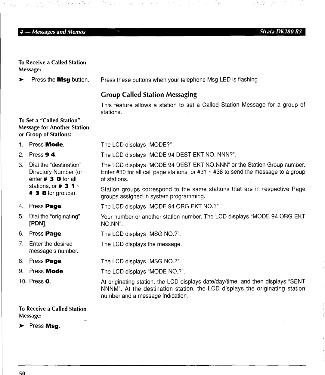 Toshiba DK 280 manual Group Called Station Messaging 