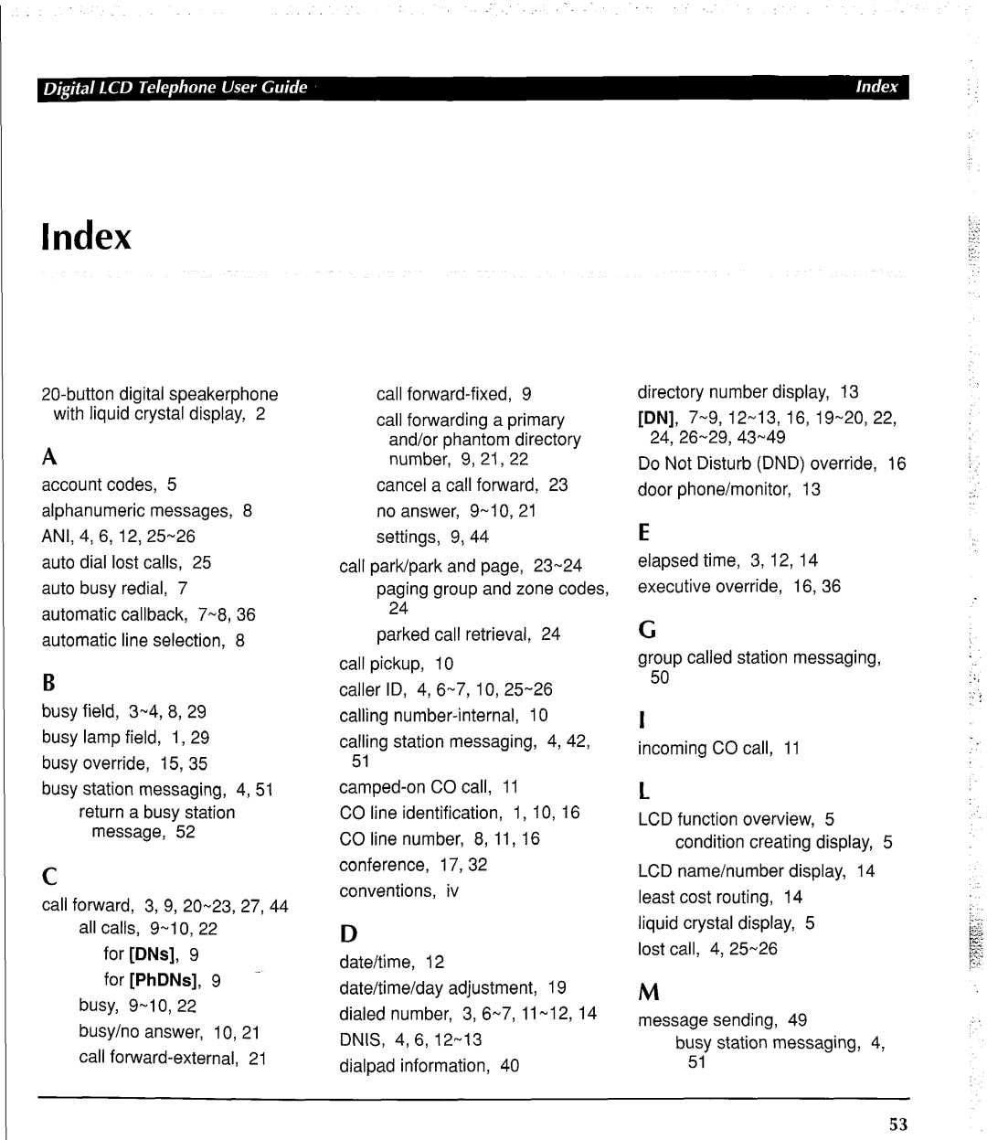 Toshiba DK 280 manual Index 