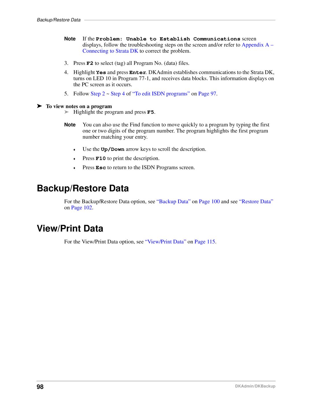 Toshiba DK Admin, DK Backup manual Backup/Restore Data, View/Print Data 