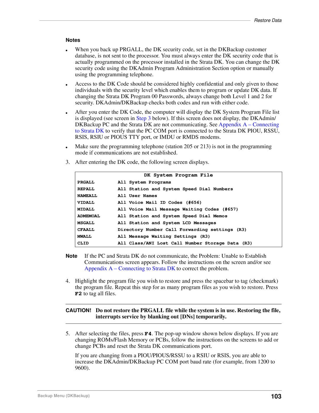 Toshiba DK Backup, DK Admin manual 103 