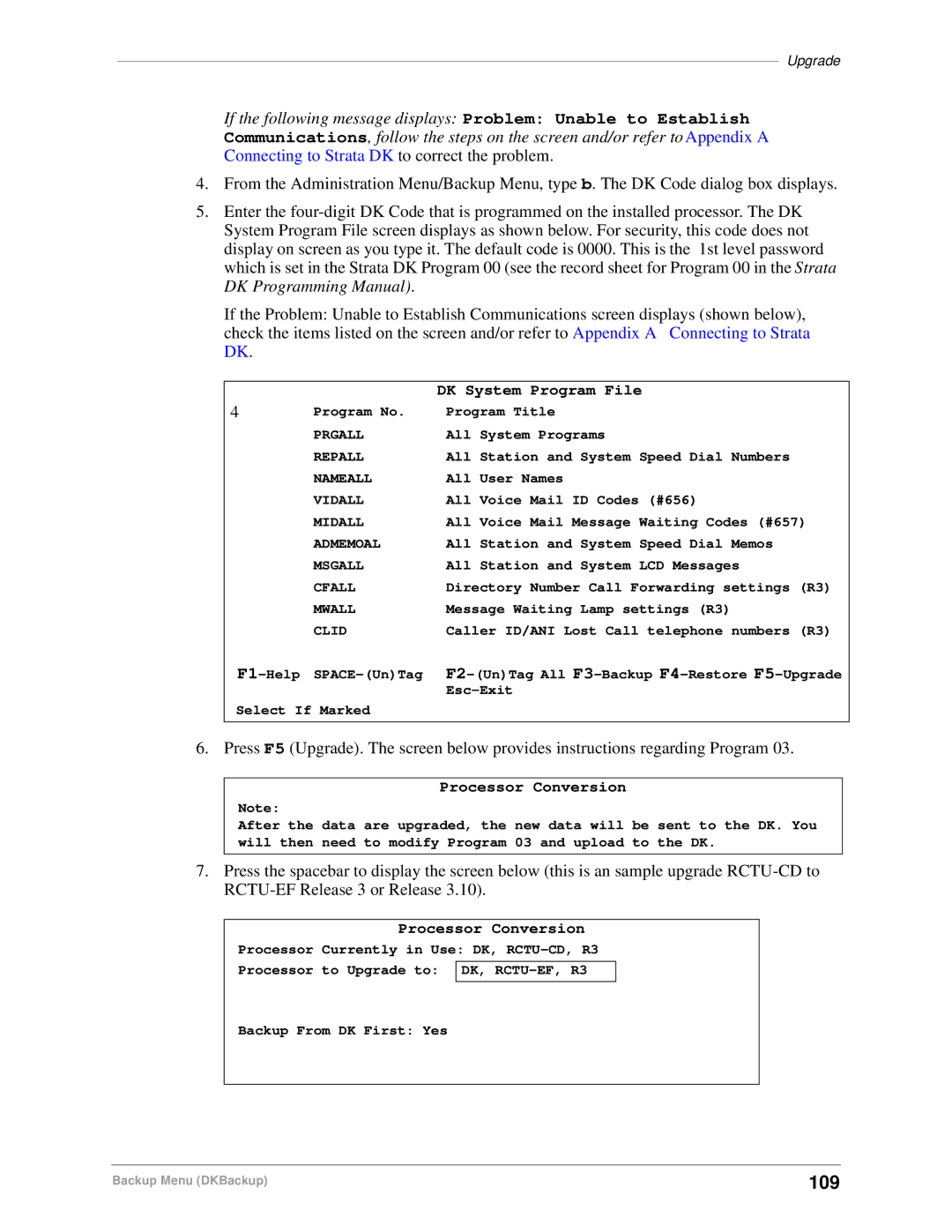 Toshiba DK Backup, DK Admin manual 109 