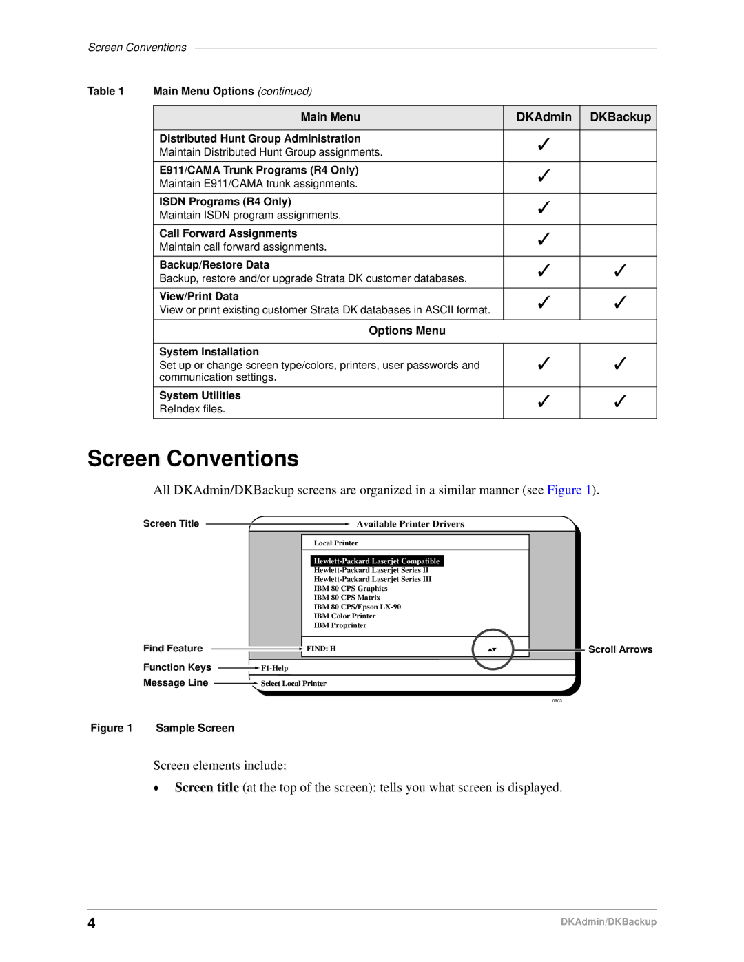 Toshiba DK Admin, DK Backup manual Screen Conventions, Main Menu DKAdmin DKBackup 