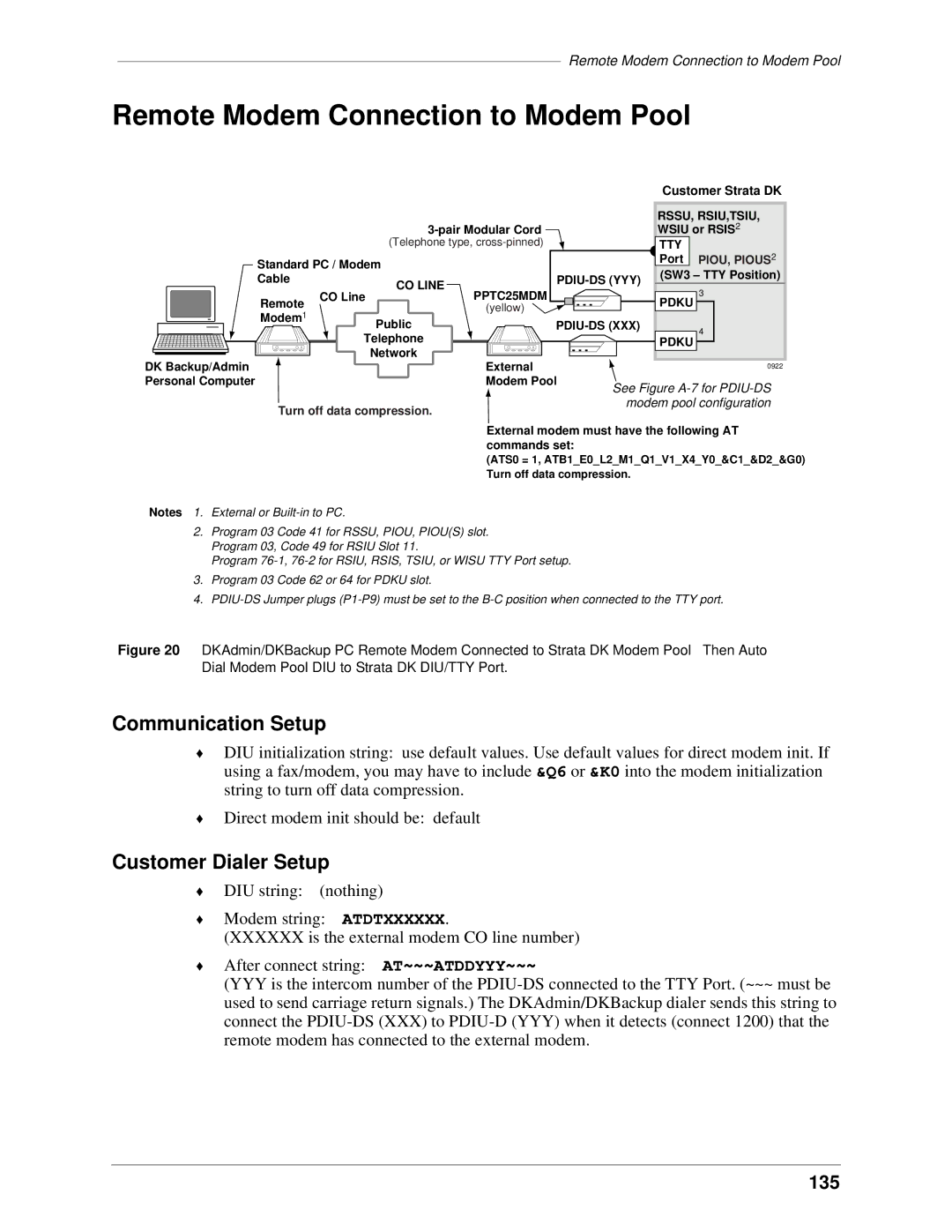 Toshiba DK Backup, DK Admin manual Remote Modem Connection to Modem Pool, Modem pool configuration 