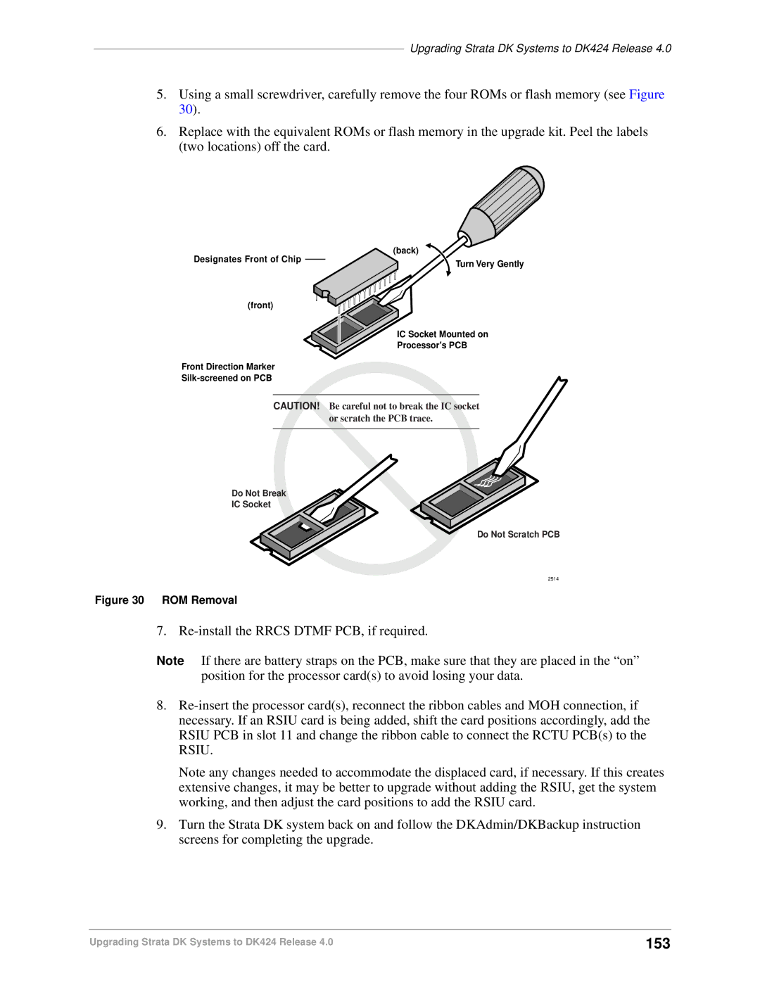 Toshiba DK Backup, DK Admin manual 153, ROM Removal 