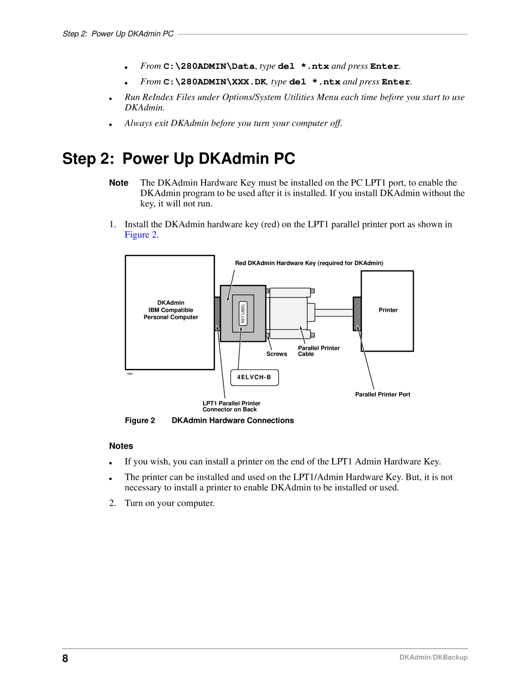 Toshiba DK Admin, DK Backup manual Power Up DKAdmin PC, DKAdmin Hardware Connections 