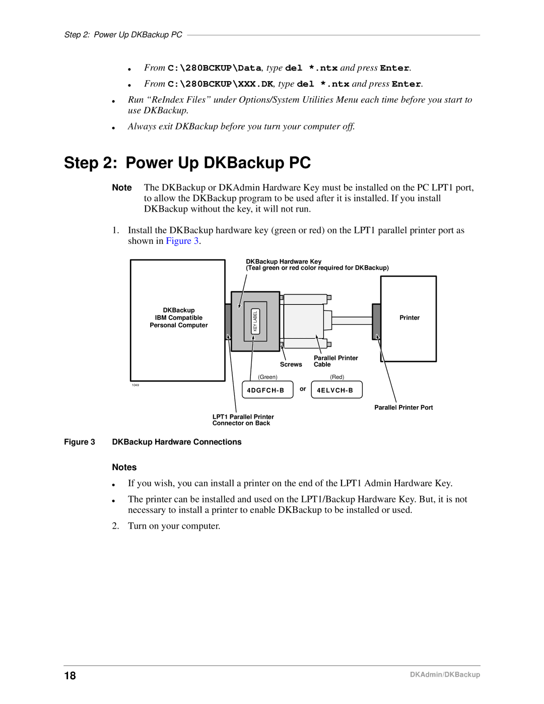 Toshiba DK Admin, DK Backup manual Power Up DKBackup PC, DKBackup Hardware Connections 