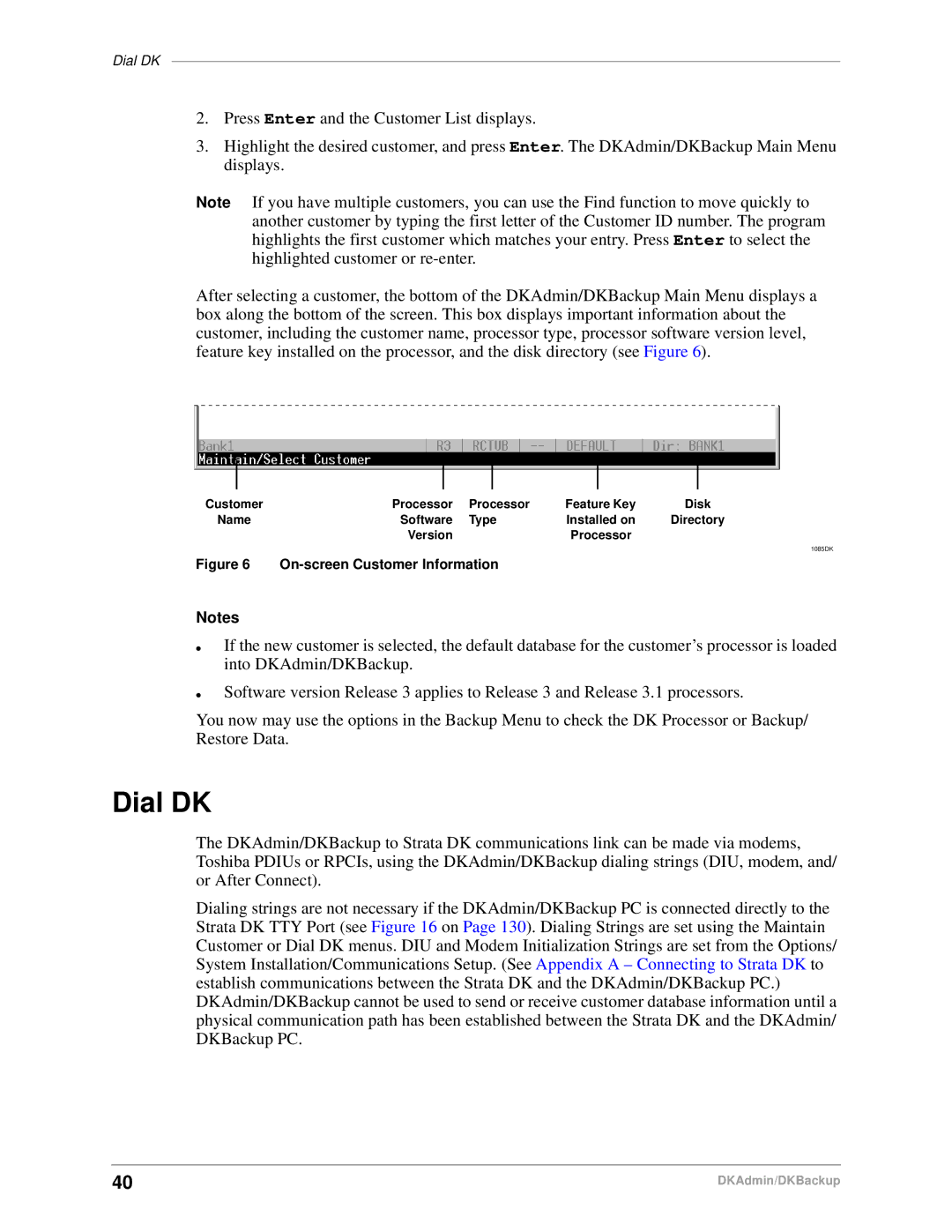 Toshiba DK Admin, DK Backup manual Dial DK 