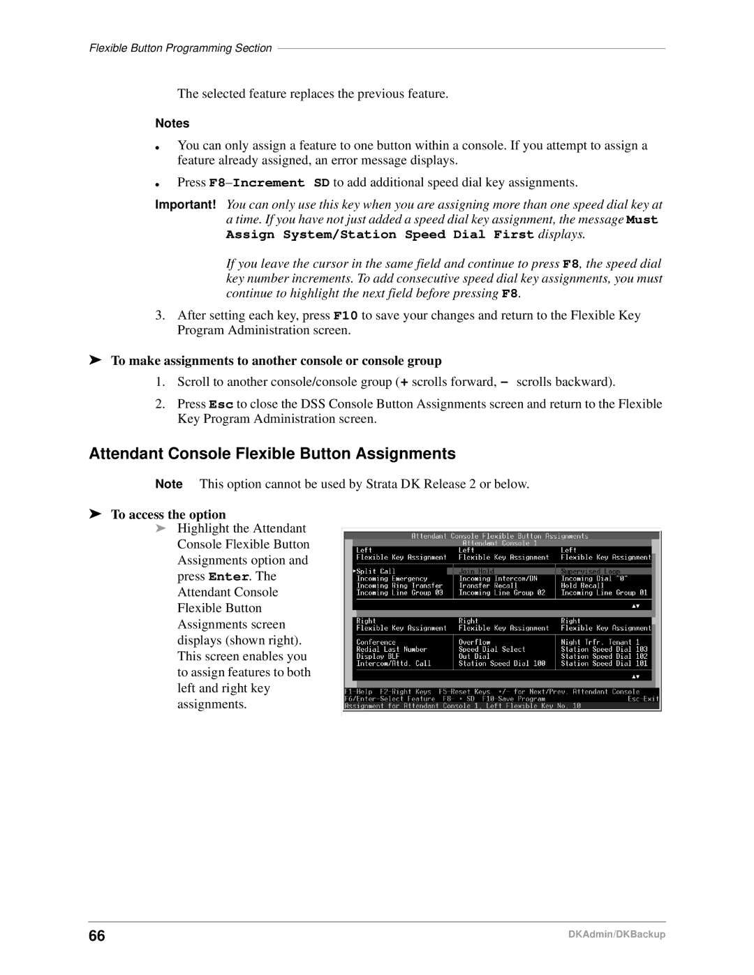 Toshiba DK Admin Attendant Console Flexible Button Assignments, To make assignments to another console or console group 