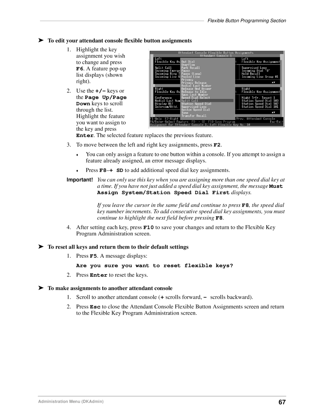 Toshiba DK Backup, DK Admin manual To edit your attendant console flexible button assignments 