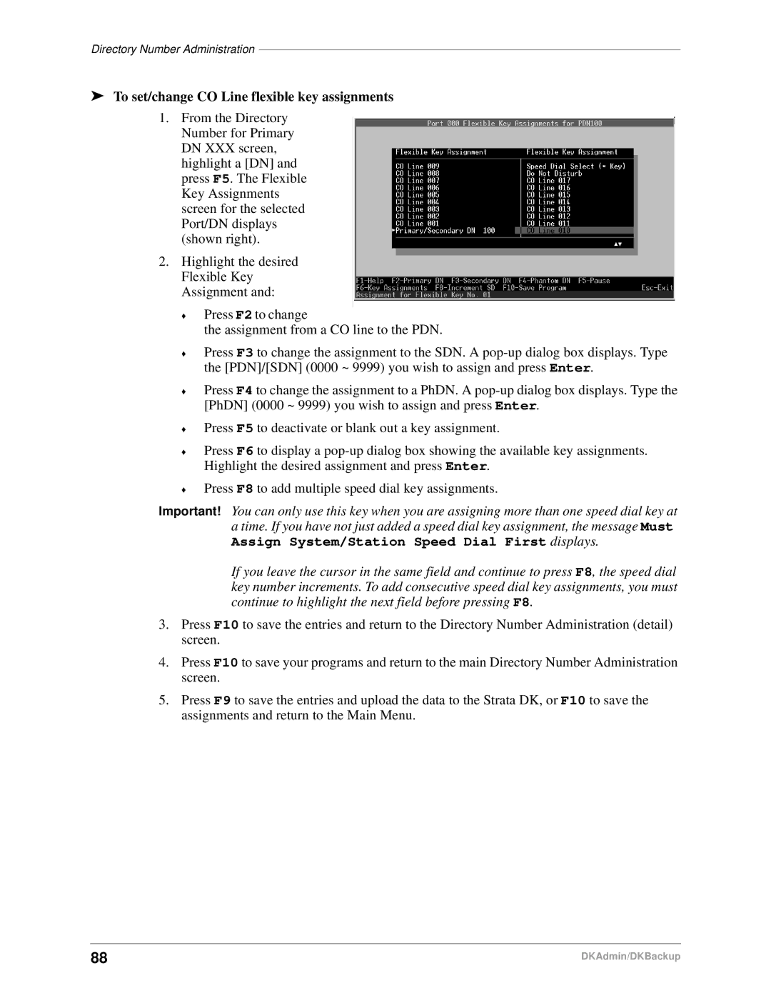 Toshiba DK Admin, DK Backup manual To set/change CO Line flexible key assignments 