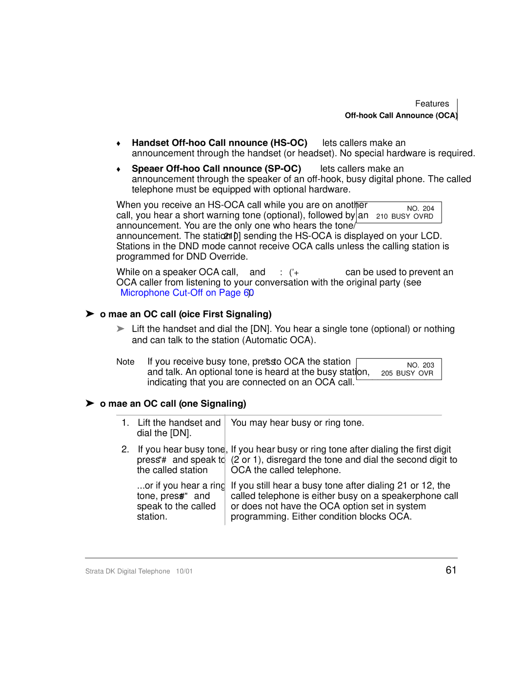 Toshiba DK manual To make an OCA call Voice First Signaling, To make an OCA call Tone Signaling 