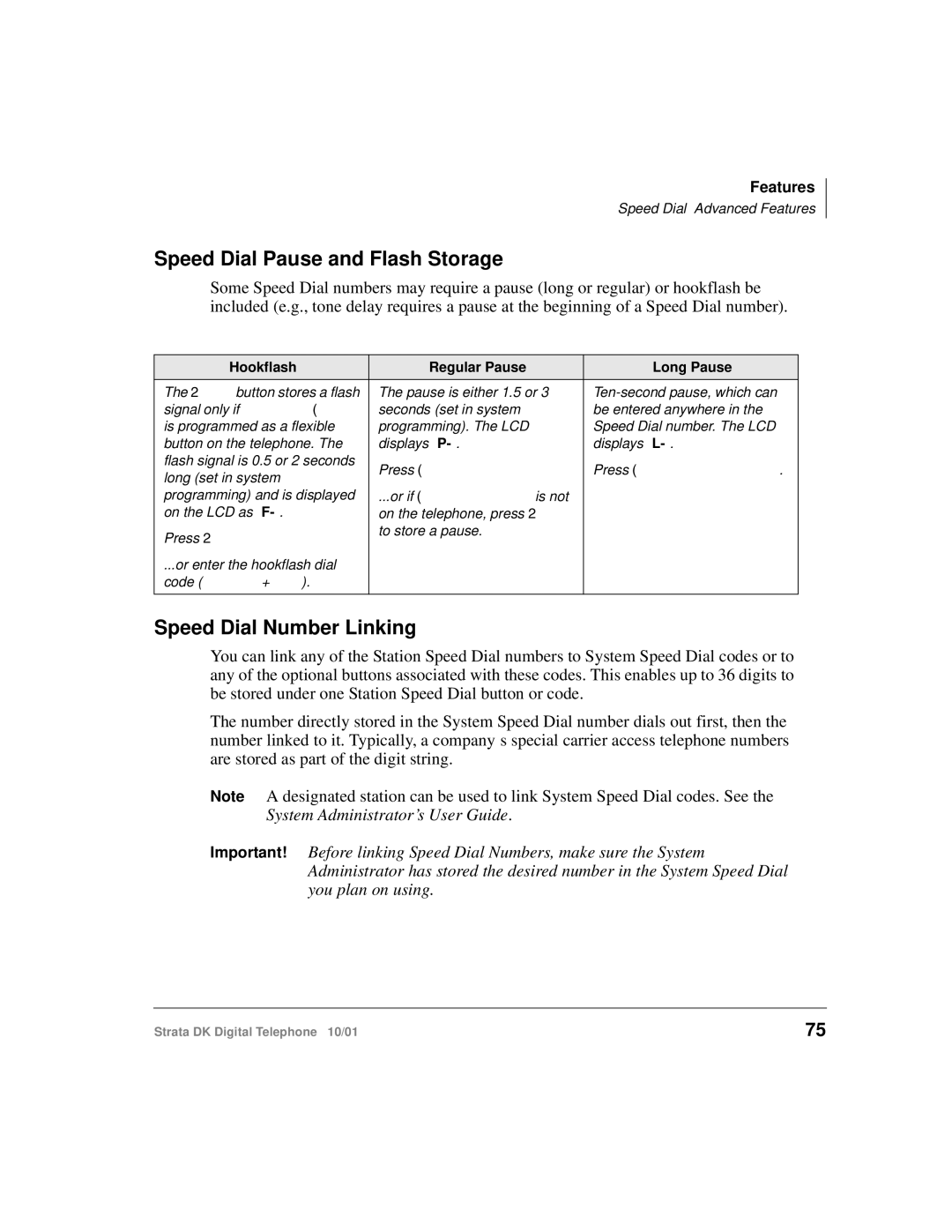 Toshiba DK manual Speed Dial Pause and Flash Storage, Speed Dial Number Linking 