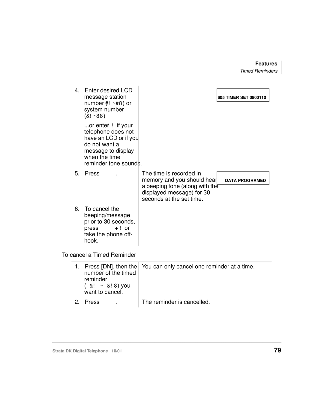 Toshiba DK manual To cancel a Timed Reminder 