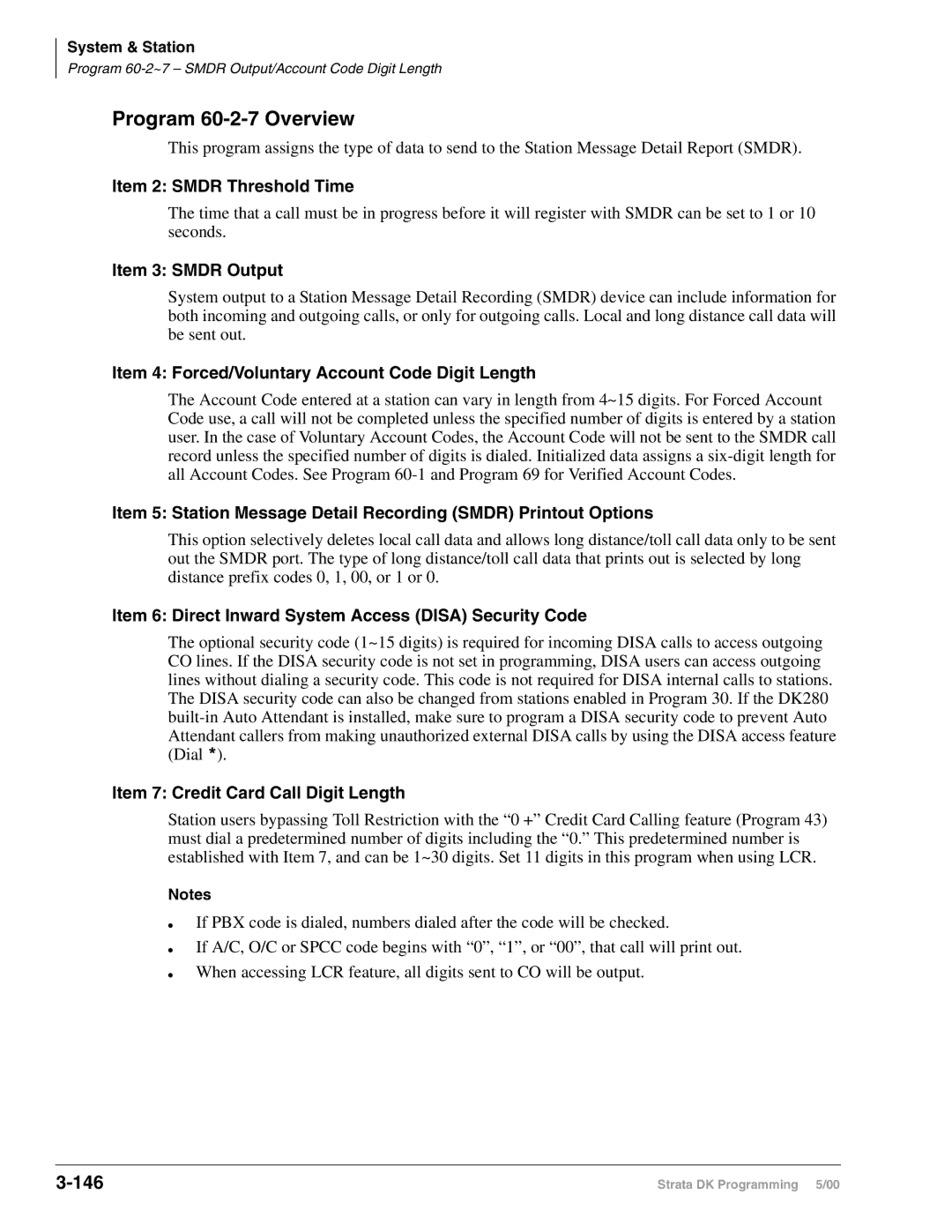 Toshiba DK40I, dk14, DK424I manual Program 60-2-7 Overview, 146 