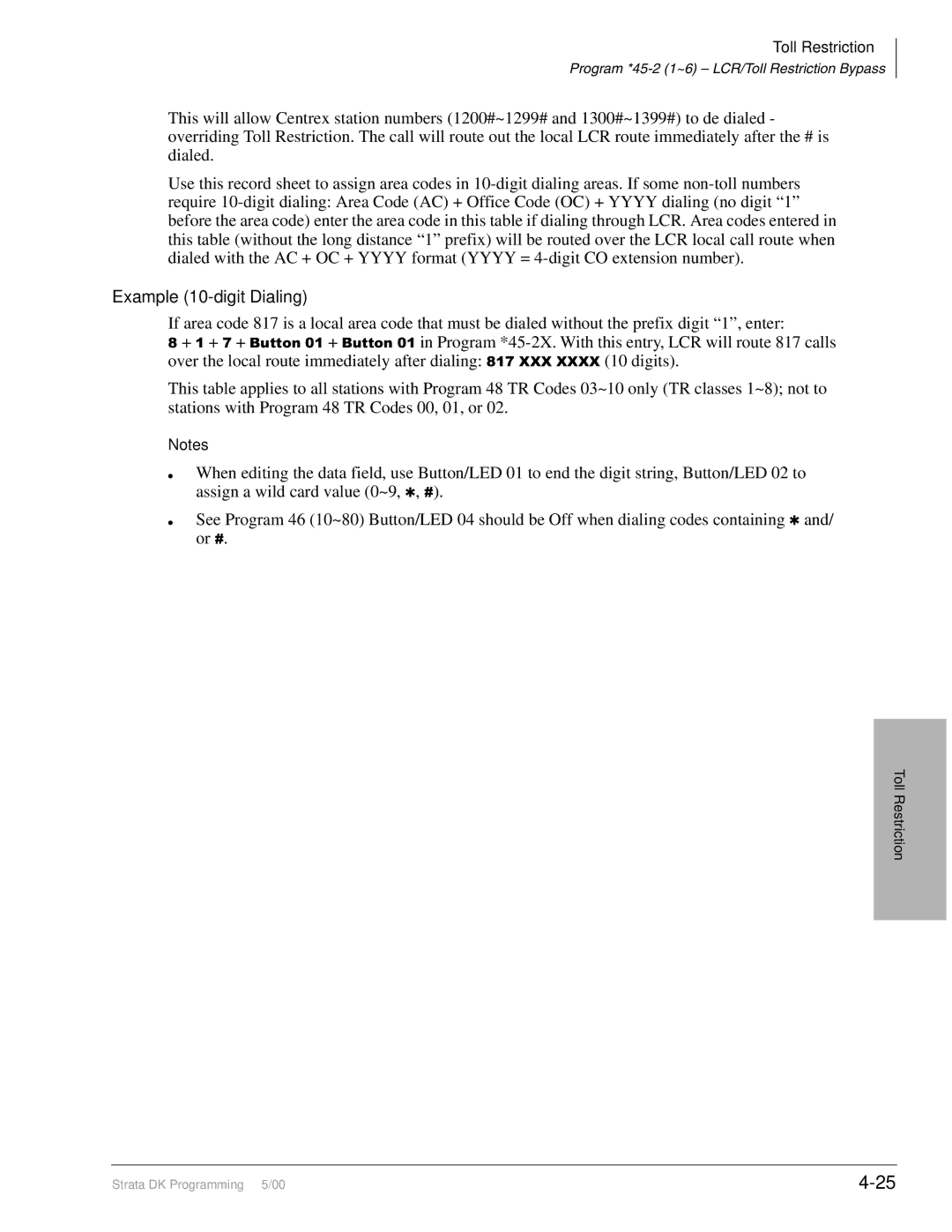 Toshiba DK424I, dk14, DK40I manual Example 10-digit Dialing 