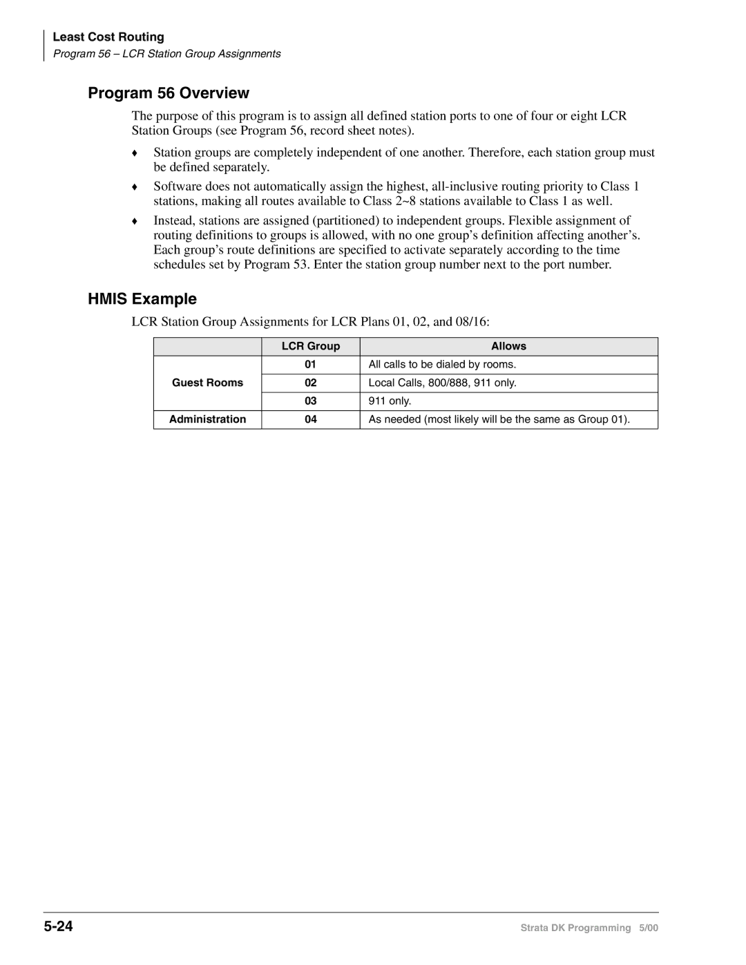 Toshiba DK40I, dk14, DK424I manual Program 56 Overview, Hmis Example 