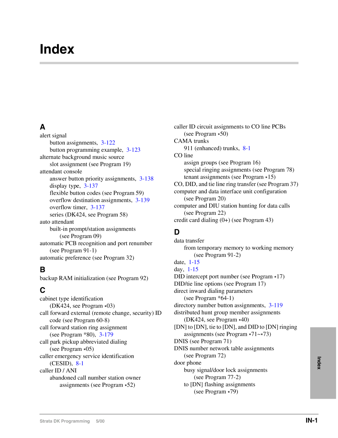 Toshiba dk14, DK40I, DK424I manual IN-1, Index 