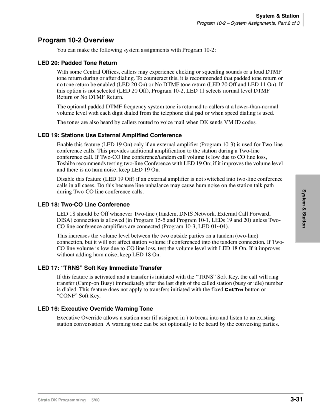 Toshiba DK424I, dk14, DK40I manual Program 10-2 Overview 