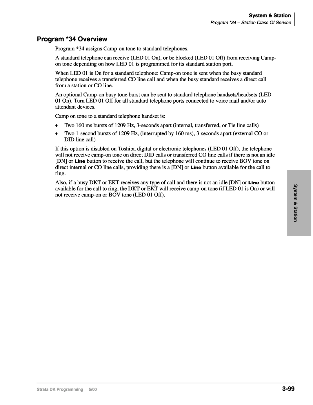 Toshiba DK424I, dk14, DK40I manual Program *34 Overview, 3-99 