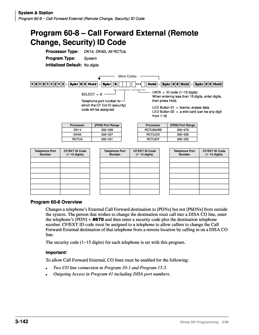 Toshiba dk14 manual 3-142, Program 60-8Overview, Two CO line connection in Program 10-1and Program 