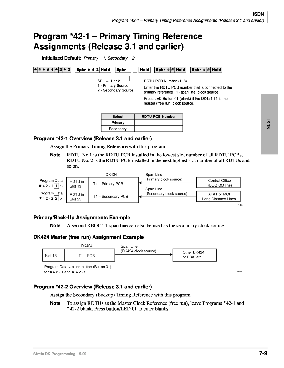 Toshiba dk14 manual Program *42-1Overview Release 3.1 and earlier, Primary/Back-UpAssignments Example 