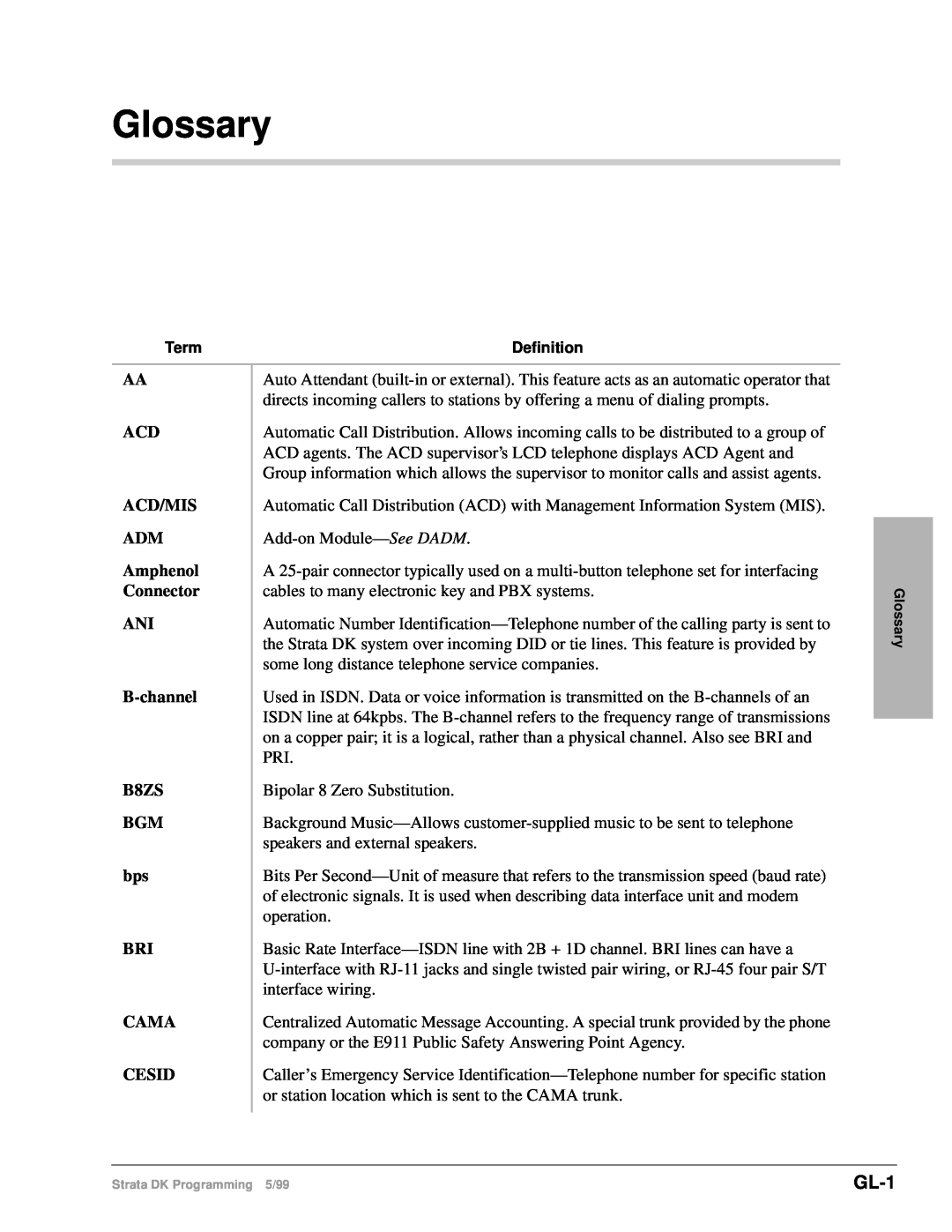 Toshiba dk14 manual Glossary, GL-1 