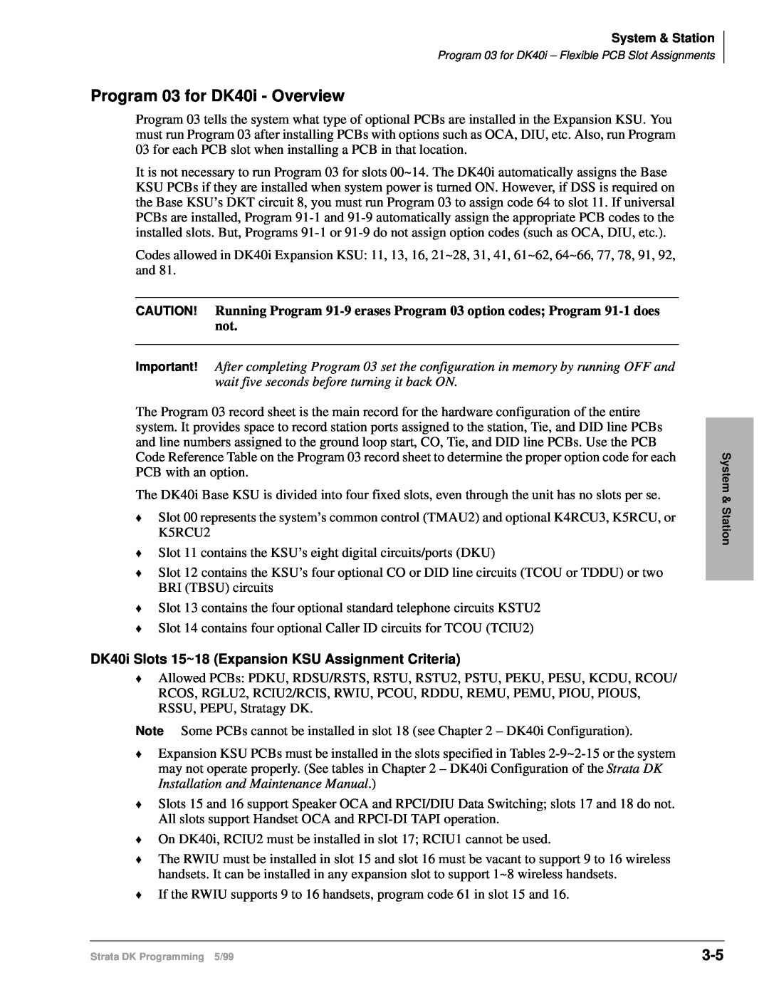 Toshiba dk14 manual Program 03 for DK40i - Overview 