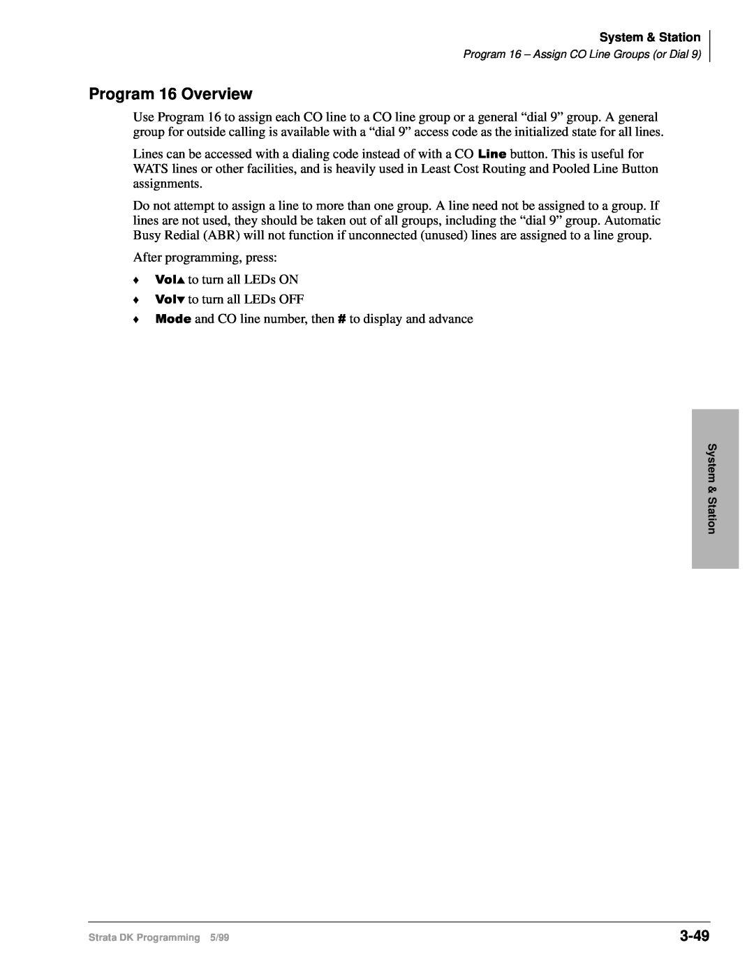 Toshiba dk14 manual Program 16 Overview, 3-49 
