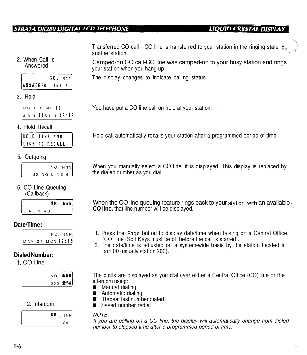 Toshiba DK280 manual Ihswialdpiihxj, Date/Time, DialedNumber 