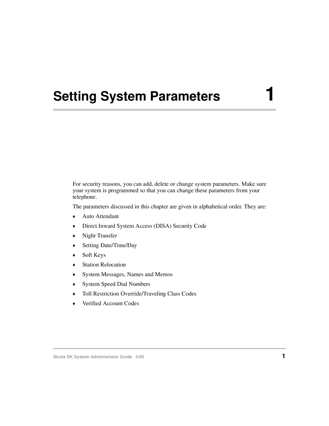 Toshiba DKA-AG-SYSTEMVD manual Setting System Parameters 