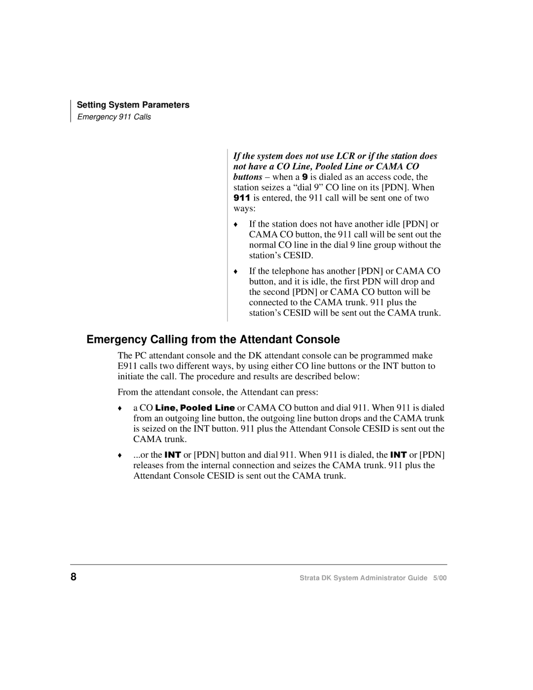 Toshiba DKA-AG-SYSTEMVD manual Emergency Calling from the Attendant Console 