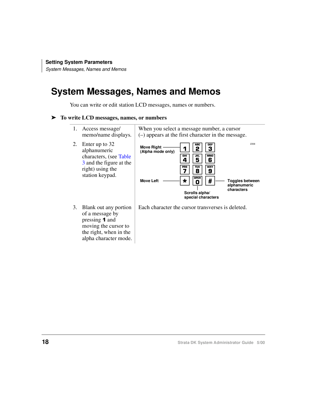 Toshiba DKA-AG-SYSTEMVD manual System Messages, Names and Memos, To write LCD messages, names, or numbers 